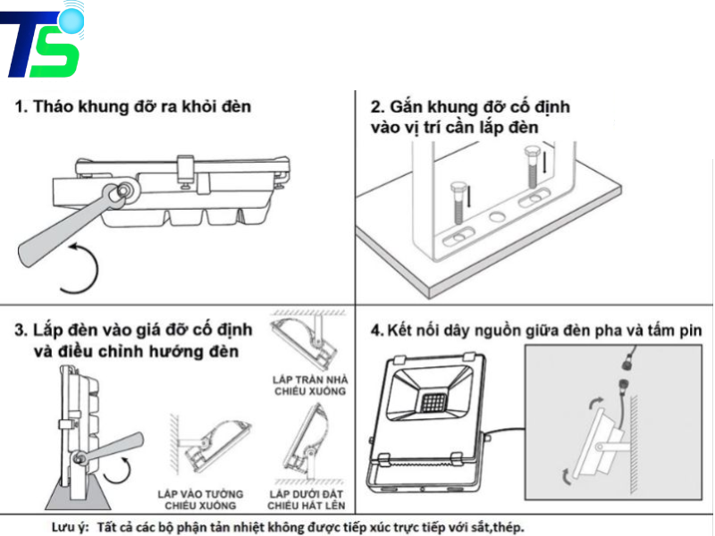 cách lắp đèn năng lượng mặt trời 500W